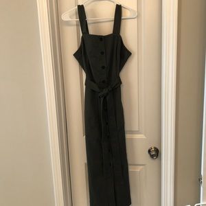 Square neck green tie dress